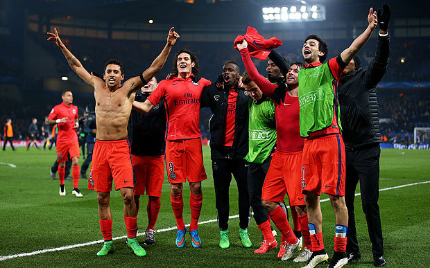 Les parisiens heureux ! Ils sont qualifiés pour les quarts de finale de la champions league