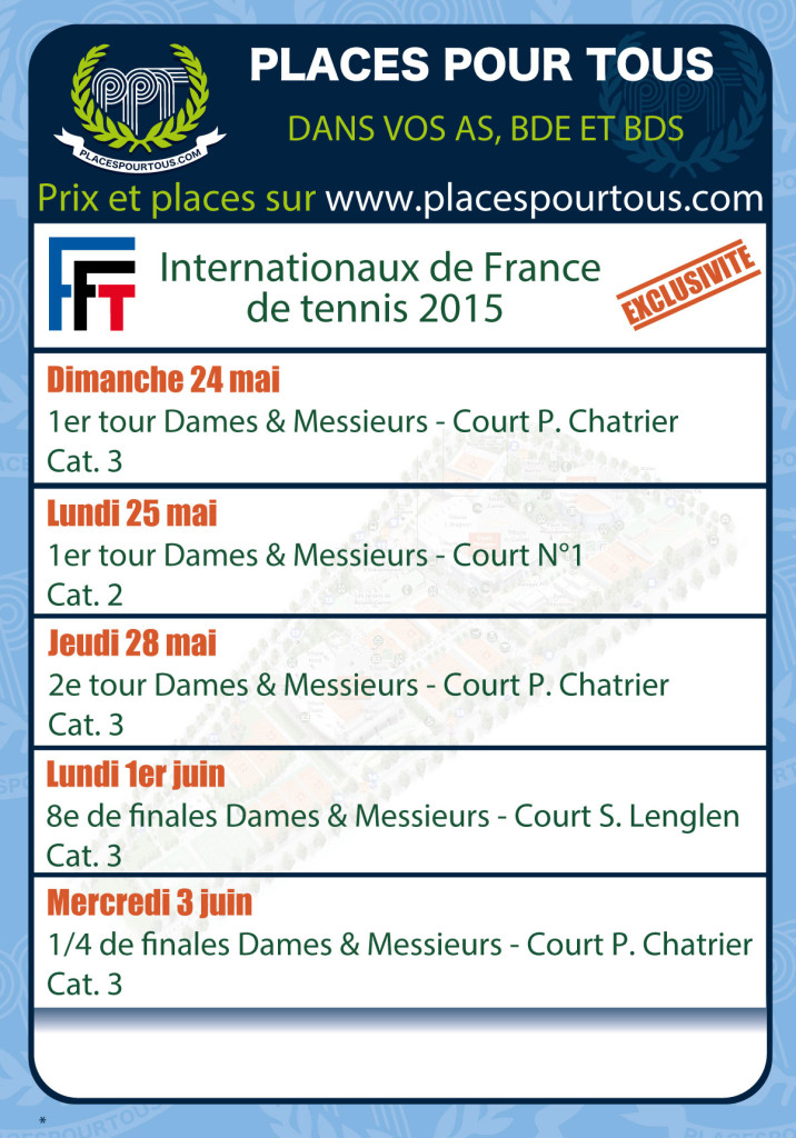 Programmation PPT pour Roland Garros 2015