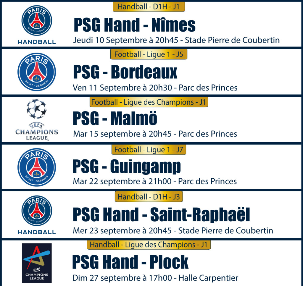 programmation rentré 2015 PPT: PSG Bordeaux, PSG Malmü, Ligue des champions